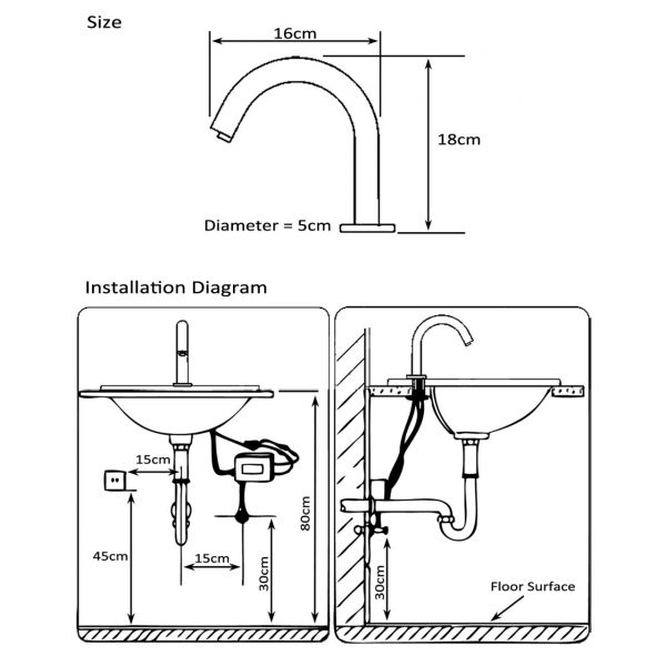 Sensor Tap - Hospital Spout 18cm Deck Mounted - Image 5